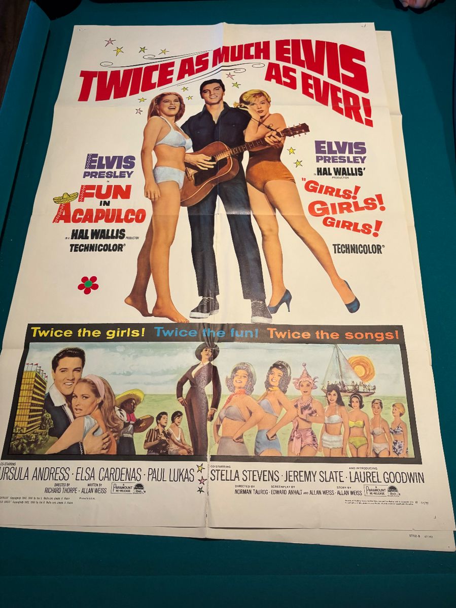Elvis Presley Girls Girls Girls Fun in Acapulco Original One Sheet Movie Poster
