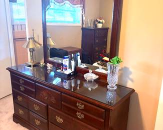 Seven drawer cherry dresser with mirror
