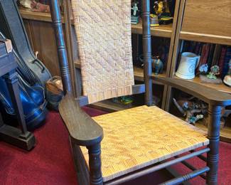 Woven wicker back and seat rocker 