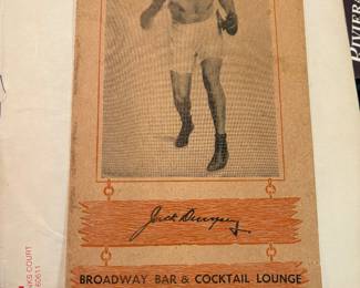 Jack Dempsey signed menu