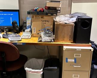 Several computers and other office equipment