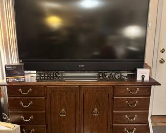 Credenza and really big tv!