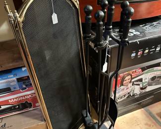 Fireplace screen and tools