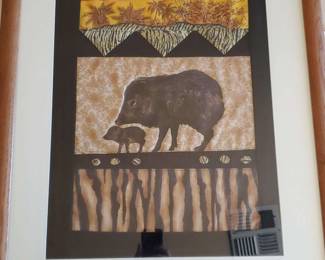 Framed Javalina Quilt Art by Gwen Jones