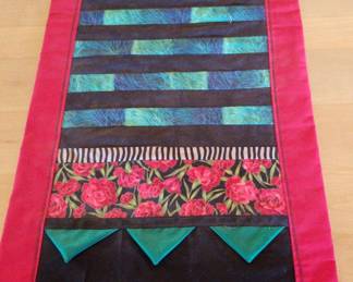 Red Green Hand Made Quilted Table Runner