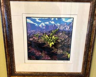 Beautiful Cactus Mountain Scene By P Jones