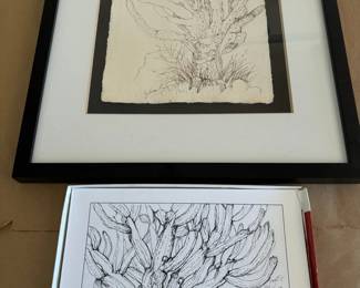 Original Ink Cactus By Gwen Jones Plus Sketches