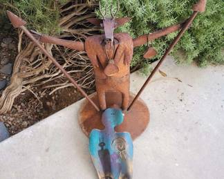 Rustic Metal Deer Dancer with Southwest Wall Decor Art
