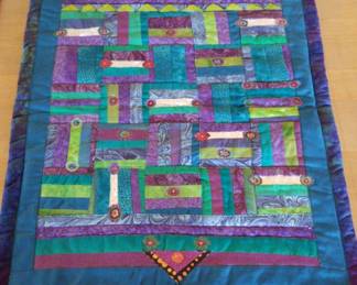 Blue Green Hand Quilted Wall Art