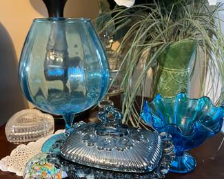 mid century cobalt blue glass