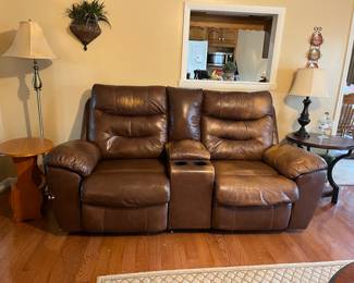 electric reclining leather loveseat