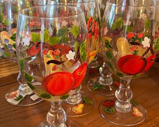 painted fruit stemware