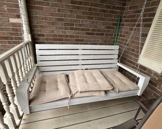 Wooden porch swing 