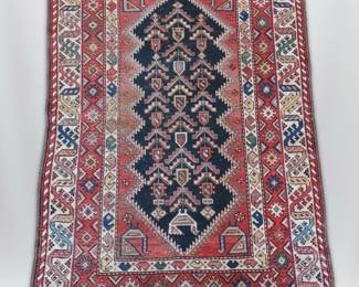 009 Vintage Red Geometric Rug 5 x 3 ft