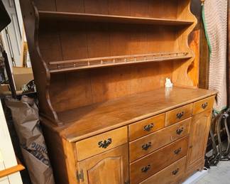 Solid wood kitchen hutch.