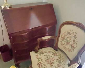 Vintage Chateau D'Ax needlepoint tapestry, Italian Fauteuil armchair.