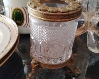 Browns and Crystal cup very beautiful 19th century high quality crystal $25 now