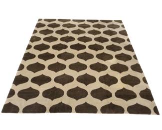 BEIGE & BROWN CONTEMPORARY RUG | Overall pattern of a modern geometric design. -  w. 119 x l. 146 in
