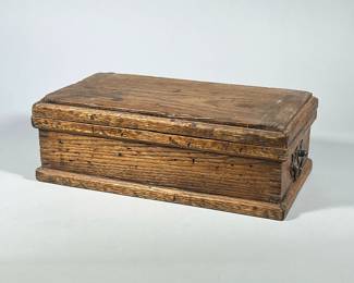 CARVED OAK DOCUMENT BOX | Document or trinket box, heavy carved oak, with hinged lid and side handles. - h. 5 x l. 15 x d. 8.25 in