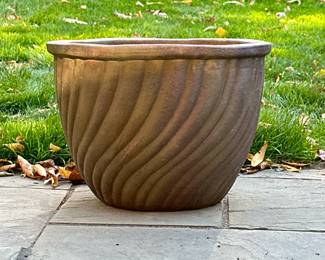 CERAMIC PLANTER | Having swirled texture. - h. 11.5 x dia. 16 in