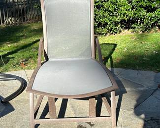 Brown Jordan Lounge Chair | Patio lounge chair with adjustable back rest. - h. 20.75 x w. 29.5 x l. 69 in (base only, with back folded down)