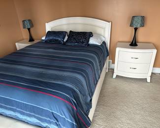 White queen bedroom set; mattress not available