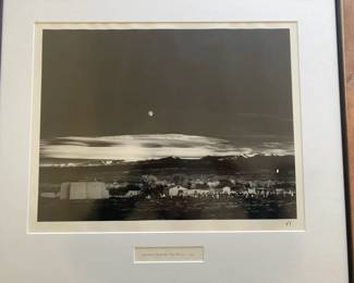 Moonrise over Hernandez.  Framed and signed by Ansel  Adams (AA).