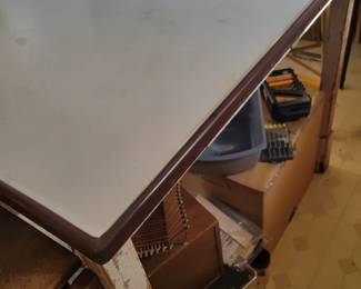 Metal top antique table