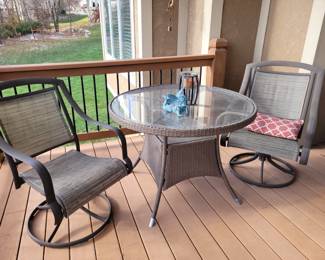 Outdoor chairs, tables