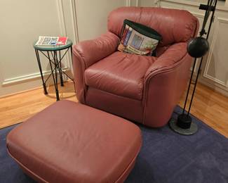 Leather Chair and Ottoman 