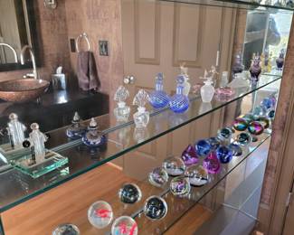 Collection of Paper Weights and Perfume Bottles