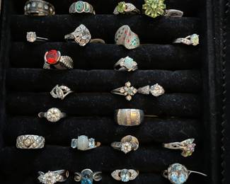 Sterling silver and gemstone rings - all sorted by sizes 5-9