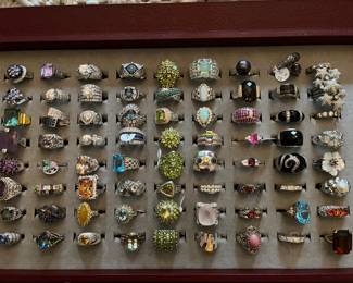 Sterling silver and gemstone rings - all sorted by sizes 5-9