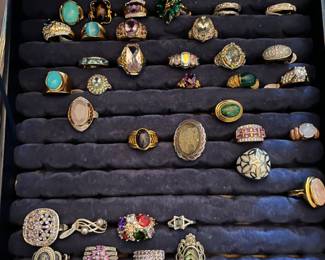 Sterling silver and gemstone rings - all sorted by sizes 5-9