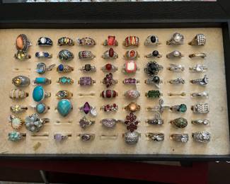 Sterling silver and gemstone rings - all sorted by sizes 5-9