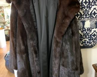 #64 Black Mink Fur Coat - Size M - Balser's - made in New Orleans $125.00