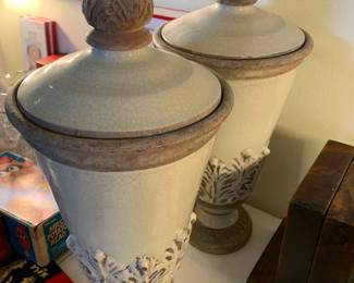 #33 Lidded urn Terracotta - sold as a pair - 17" Tall $30.00