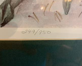 #20 Signed Print of Magnolia by Mary E Davis 249/950 - 35x31 in Heavy Gold Frame - "Ivory Pedals" $125.00