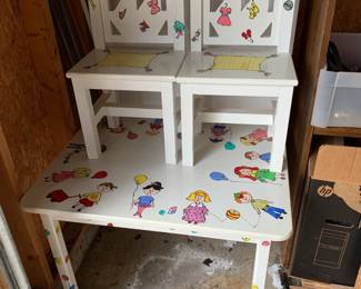 #166 Wood hand-painted kids Table & Chairs - 34sq x 22 Tall $100.00