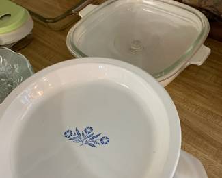#69 Set of 2 Corning Flower Large Casserole & Pie Plate $20.00