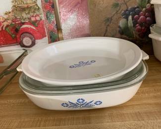 #69 Set of 2 Corning Flower Large Casserole & Pie Plate $20.00