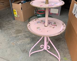 #191 Metal Pink two-tier Hand-painted Stand - 23" Tall $30.00