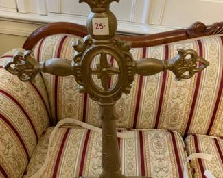 #245 Cast Metal Brass Painted color Heavy Cross - 22" tall $25.00