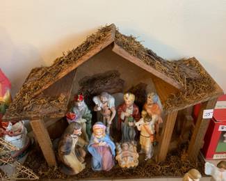 #217 Nativity Scene w/manger w/8 pcs along building - 19x7x15 $25.00