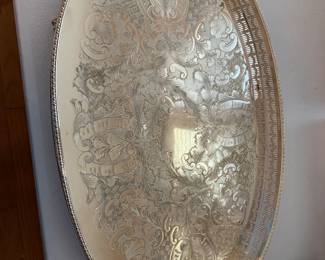 #28 Silverplated Scrolled Platter by The Cutler's Company 1836 Alpha Plate Voicers of Sheffield England $75.00