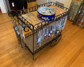 #237 Black Metal Tea Cart w/Wheels and shelf top - 30x17x30 $150.00