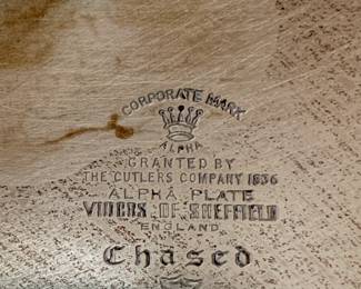 #28 Silverplated Scrolled Platter by The Cutler's Company 1836 Alpha Plate Voicers of Sheffield England $75.00