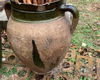 #161 Terracotta Pot w/Glass insert (as is) - 13" Tall $20.00