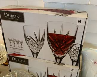 #222 Dublin set of 2 Boxes (8 wine glasses total) $30.00
#224 Dublin set of 8 wine glasses (2 boxes) $30.00
TOTAL SET OF 2
