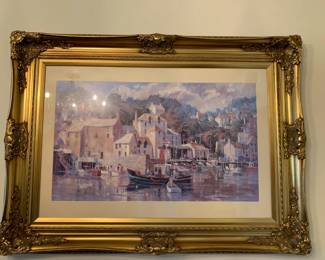 #21 Heavy Gold Frame of City on the Water - 45x33 $125.00